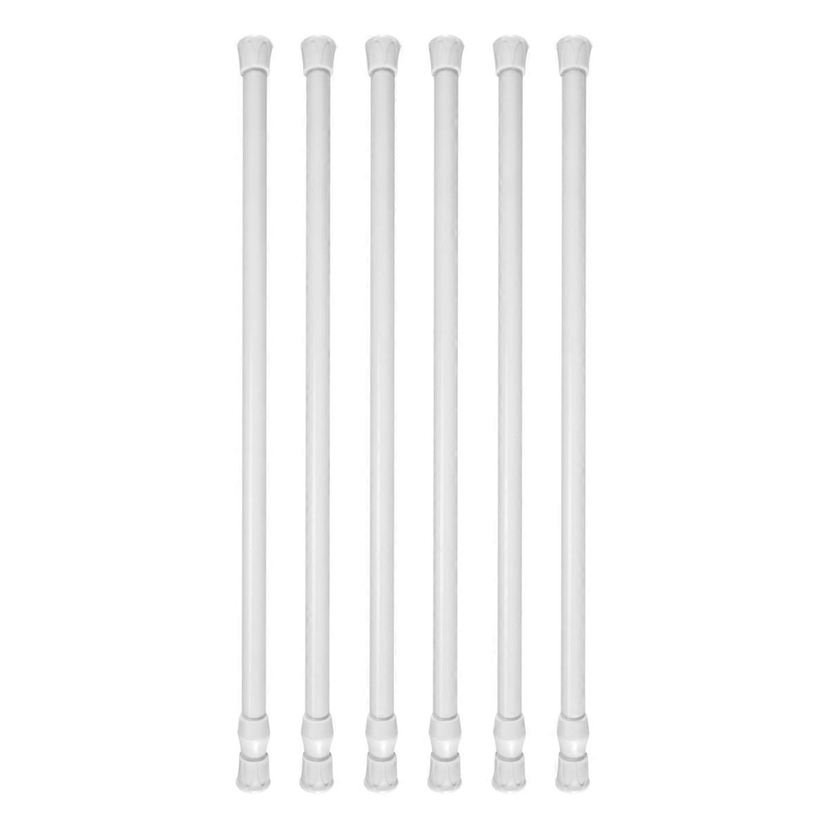6 Pack Tension Rods, Adjustable Spring Cupboard Bars Rod Curtain Rods White