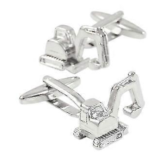 1 Pair Excavator Shape Cufflinks Man's Shirt Studs Silver Plated For Business Wedding Party-Good