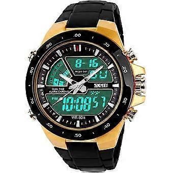 Led Digital Zegarki Mężczyźni 50m Wodoodporne sportowe wojskowe zegarki na rękę Dual Time Elektroniczny zegarek kwarcowy