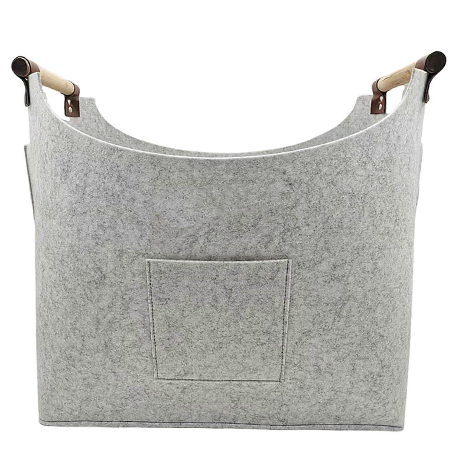 Versatile Log Storage Bin Durable Woods Container Basket for Home Organization Stylish Functional Felt Woods Organizer Light Grey
