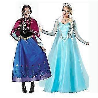 Adult Princess Anna Elsa Costume Christmas Cos Fancy Dress Outfit