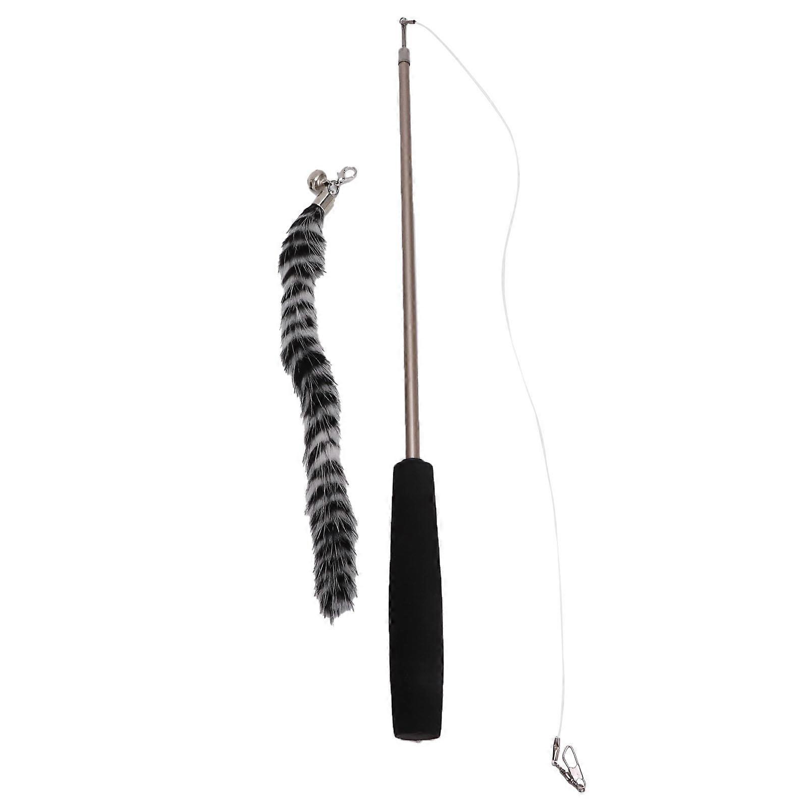 Cat Teaser Three‑Section Telescopic Cat Teaser Wand Retractable Kitten Teaser Stick with Feather
