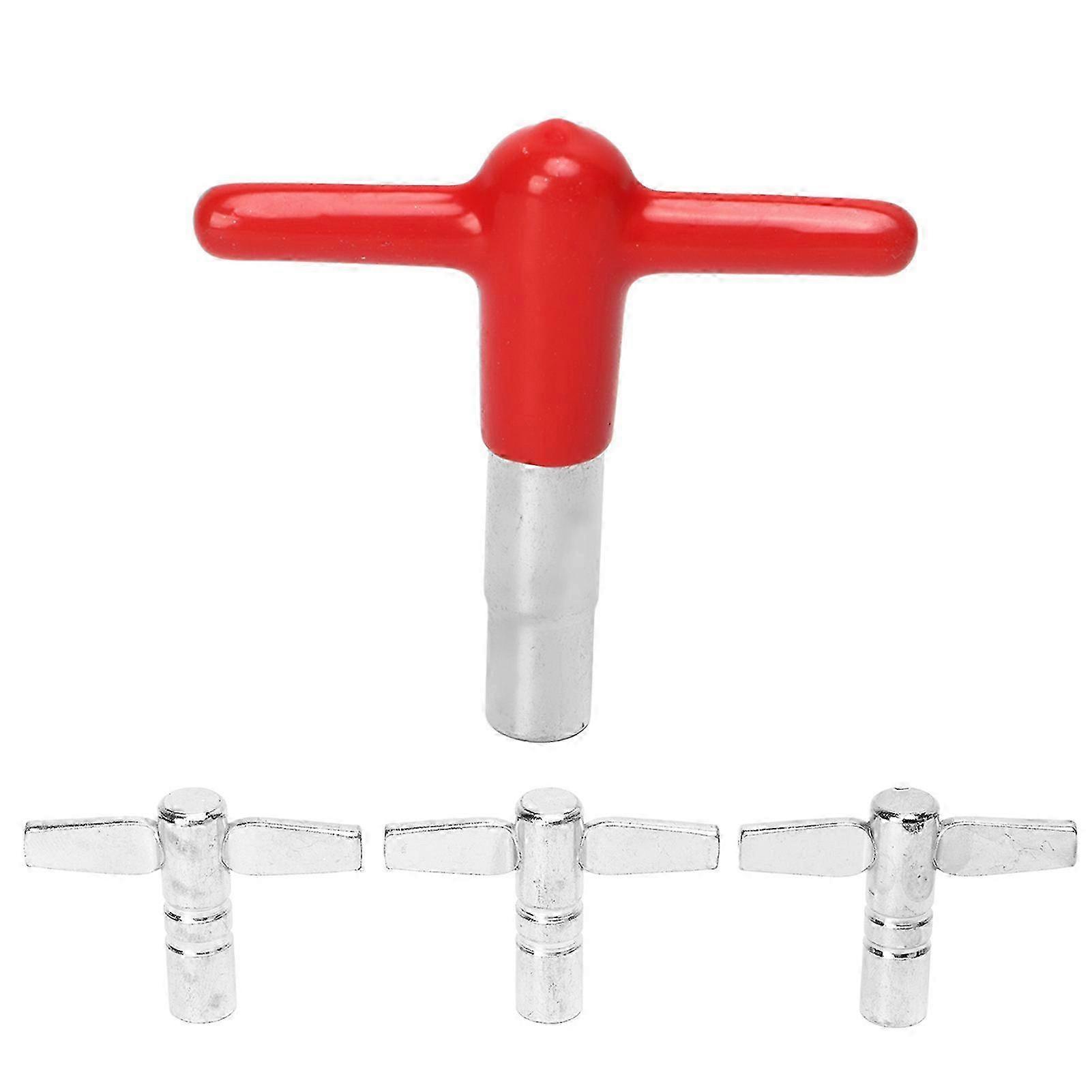 4 Pcs Drum Tuning Keys T Handle Metal Sturdy Smoothly Drum Key Tuner with Silicone Cover Red