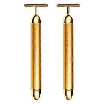 Cuidado de la piel de oro de 24 quilates, rodillo 3D eléctrico de calidad asequible, masajeador facial de pulso dorado para la transformación visible de la piel sensible