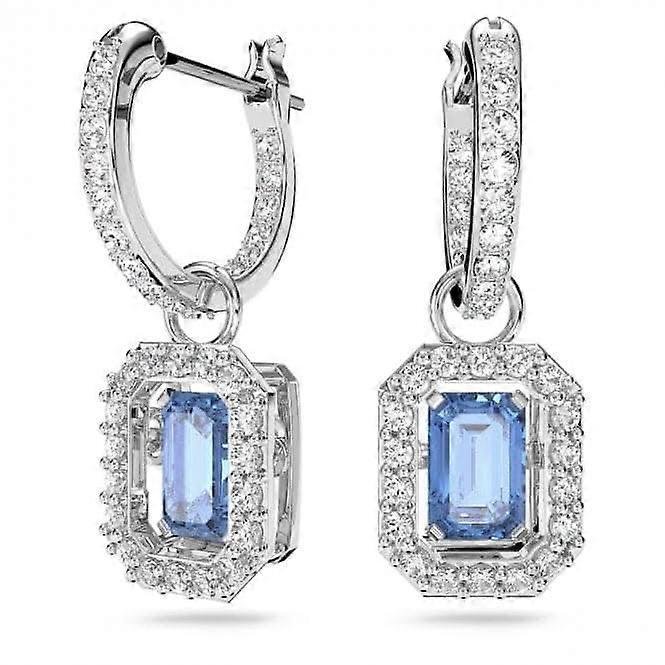 Millenia Octagon Cut Zirconia Blue Rhodium Plated Earrings 5619500