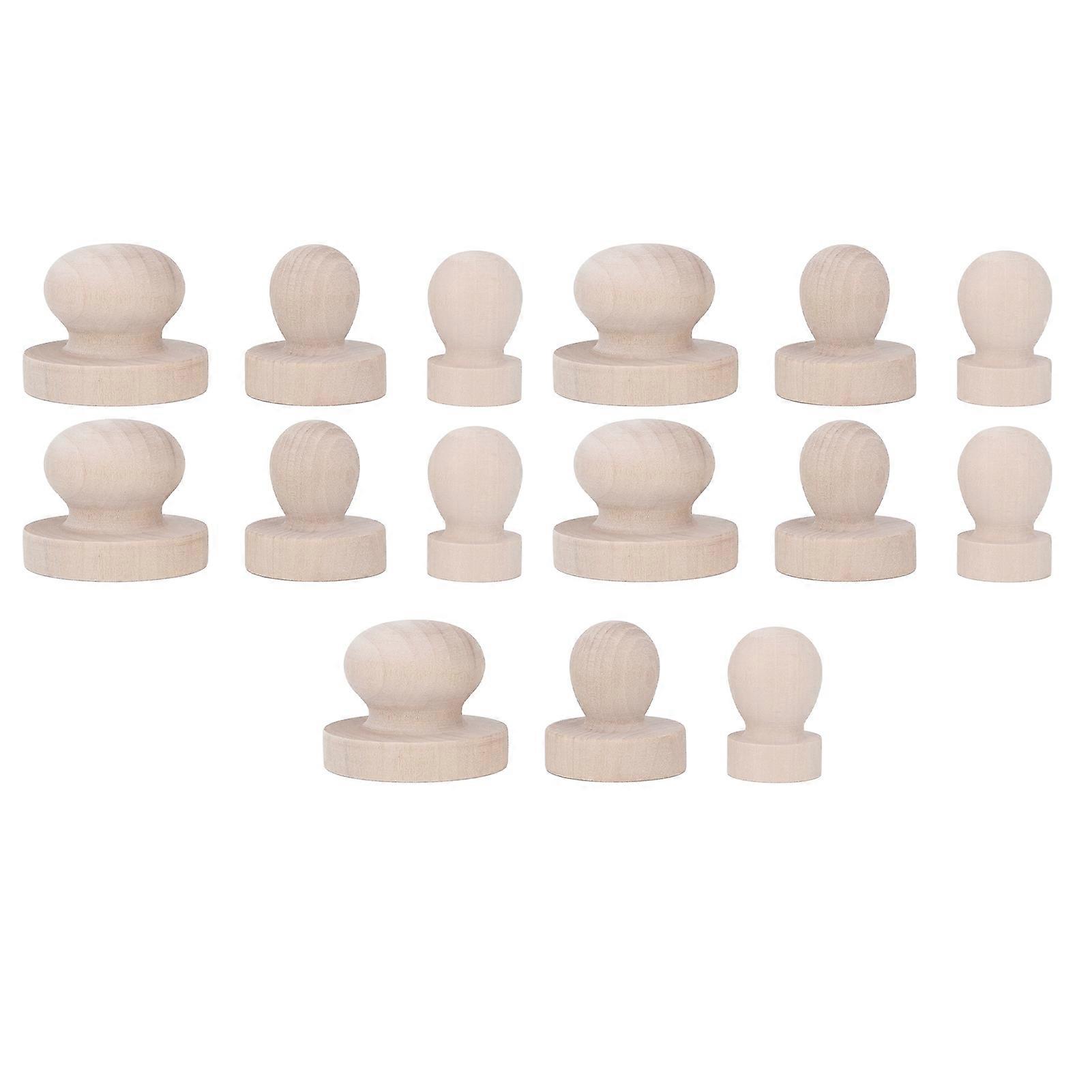 15Pcs Wooden Stamp Handle Assorted Size Sturdy Pinewood Smoothing Widely Used Wood Knobs for Craft DIY Carving