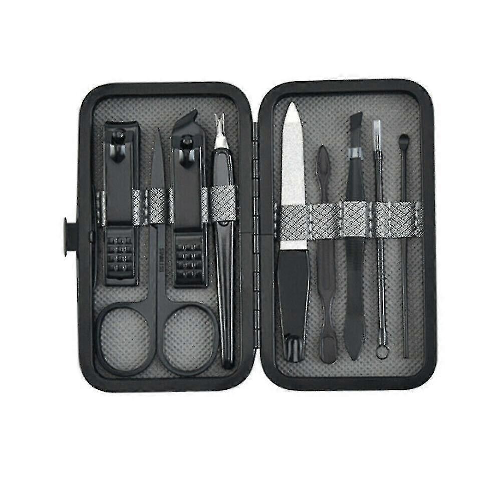 9 قطع أسود مسمار العناية كيت باديكير بشرة أداة القاطع مجموعة المقصات مانيكير