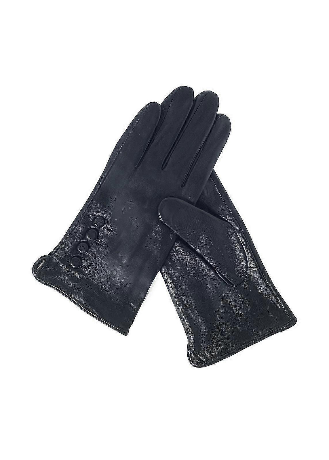 Damen Lederhandschuhe - 4 Knopf Design - Klassischer Stil mit weichem Stofffutter # 323-200