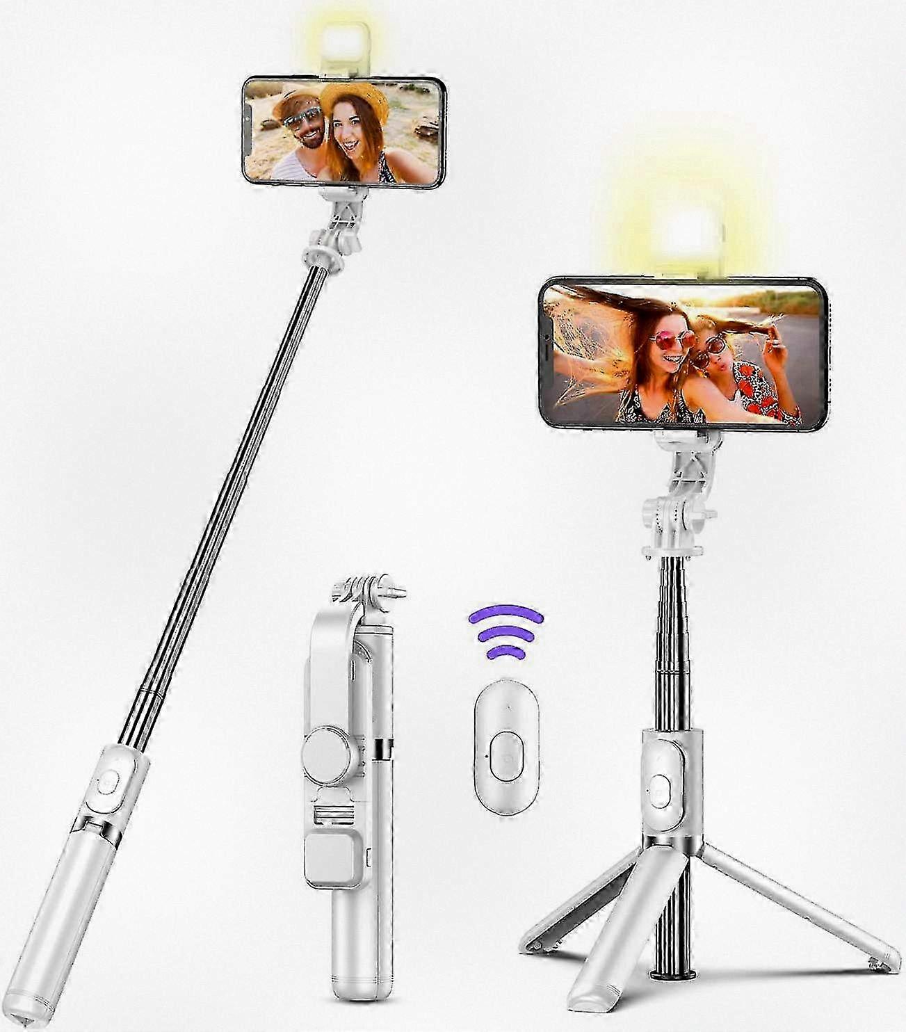 Portable Selfie Stick Tripod with Wireless Remote and Removable LED Ring Light