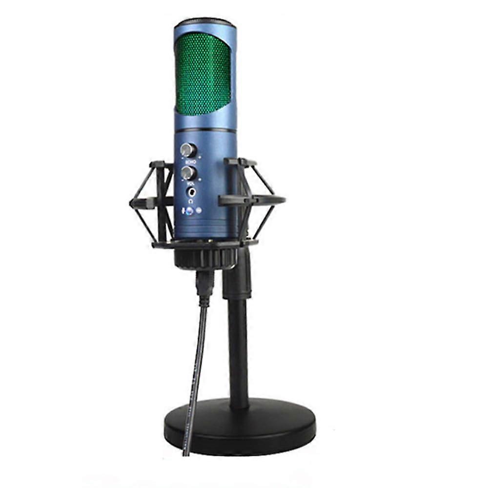 Gaming Mic, USB Condenser Microphone for Computer/PC/Laptop/Desktop, Plug & Play, with Headphone Jack, RGB Light, Mute