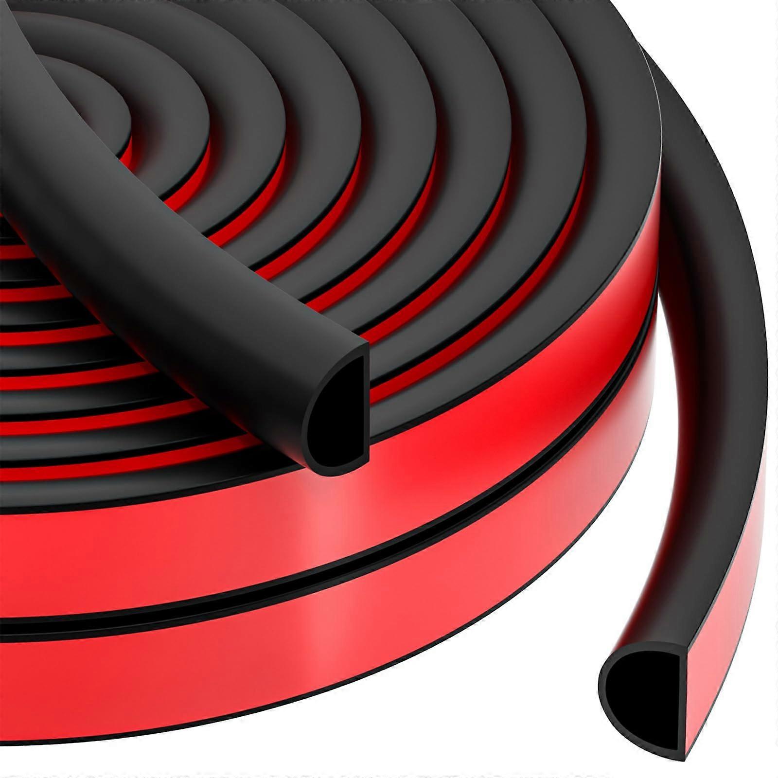 23FT Weather Stripping - Self Adhesive Silicone Door Seal Strip for Doors and Windows (Black, 9/16"W x 15/32"T)