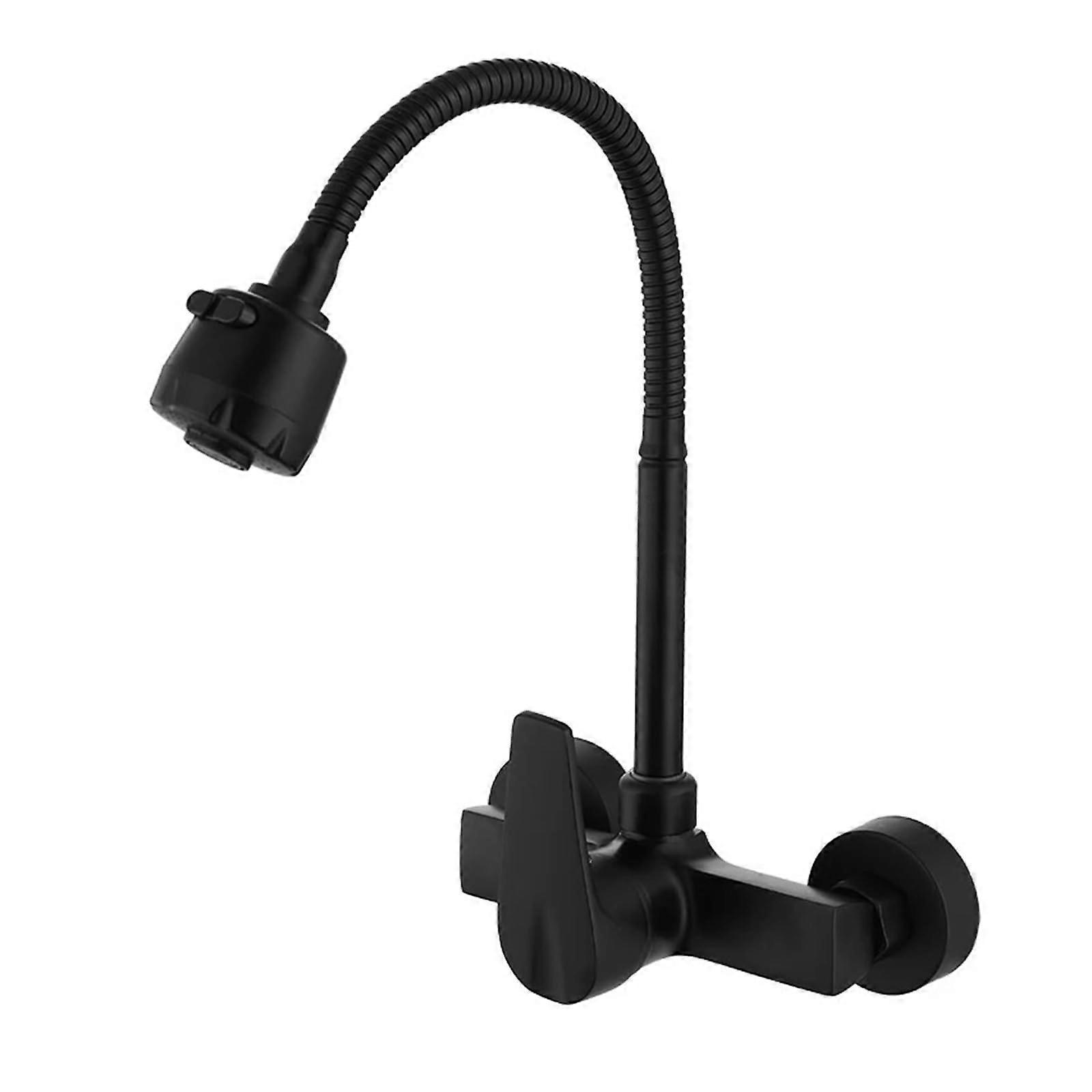 Brushed Kitchen Faucet Wall Mounted Black 360 Swivel Spray Hot and Cold Sink Faucet with Two Models
