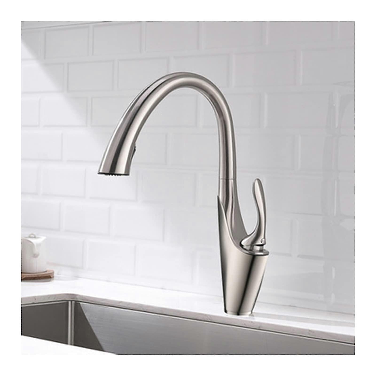 Kitchen Sink Tap Pull-Out Pull-Down Mixer Tap 360 Degree Swivel Solid Brass Black Brushed Finish Hot And Cold Water