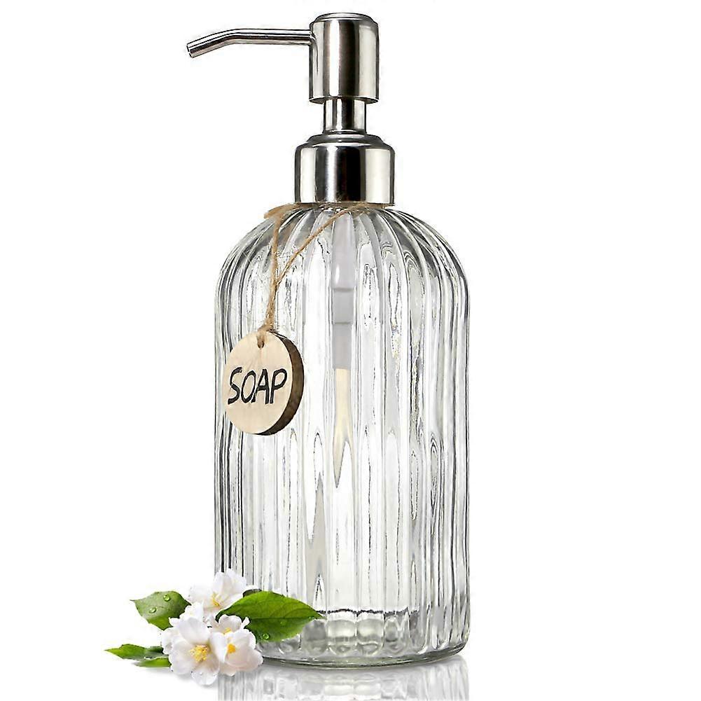 Clear Glass Refillable Premium Soap Dispenser for Bathroom 18 Oz