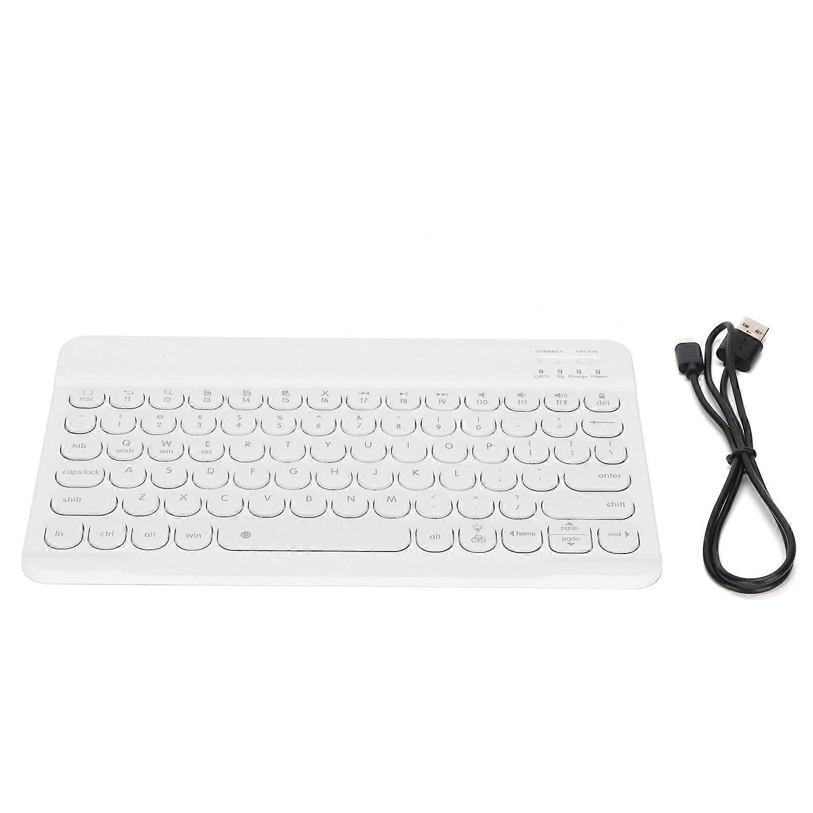 Wireless Round Keycap Keyboard 10in Backlit White 450mAh Battery
