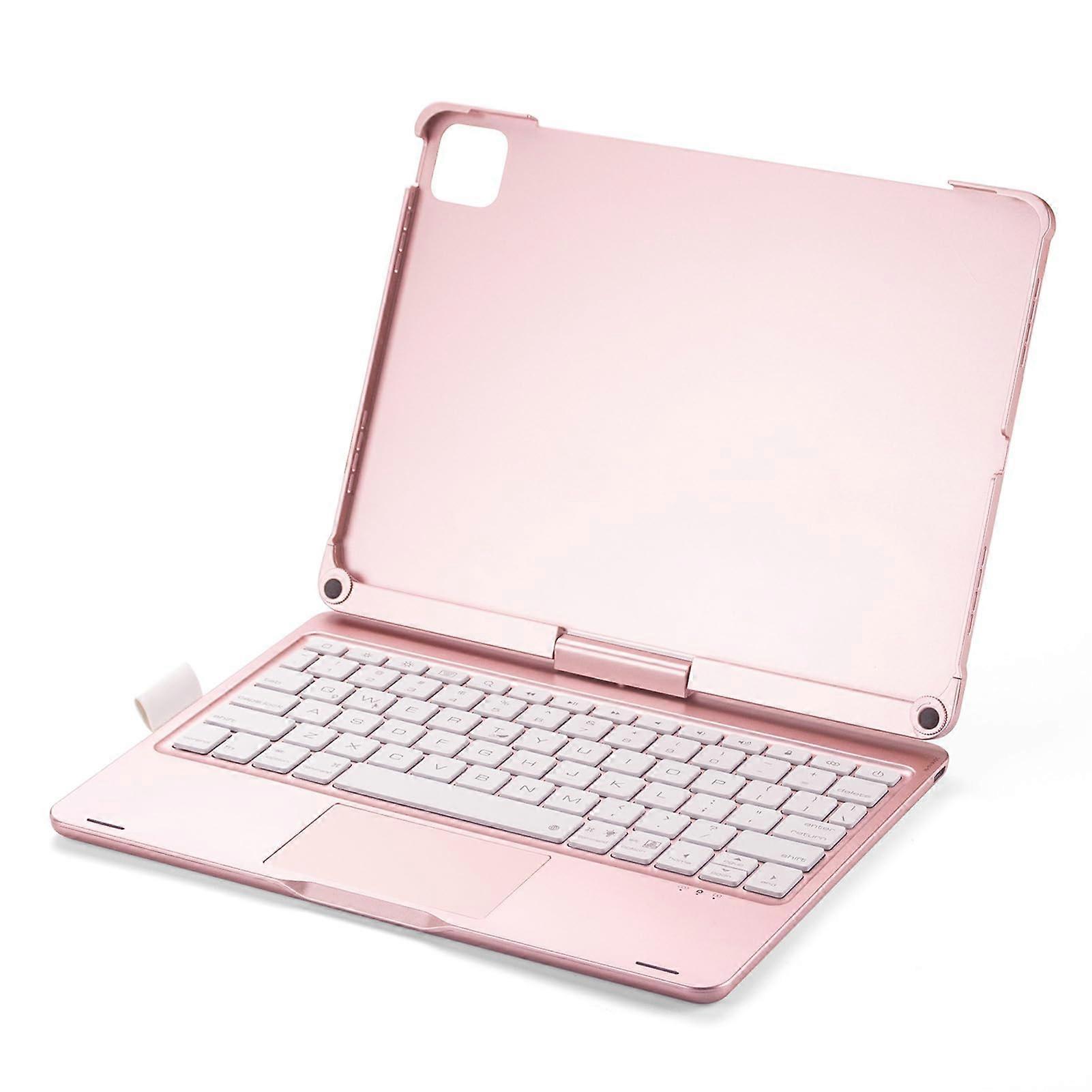 360° Rotatable Bluetooth Keyboard - Rechargeable 7-Color Backlit Keyboard & Mouse for Pro 11/4 Size 5 (Rose Gold)