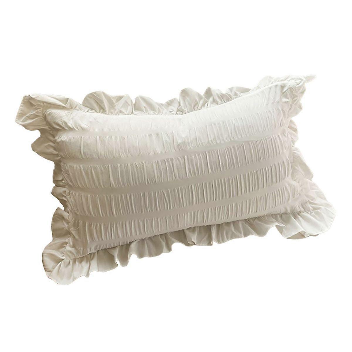 Breathable Ruffle Pillow Covers for Dormitory or Bedroom (White)
