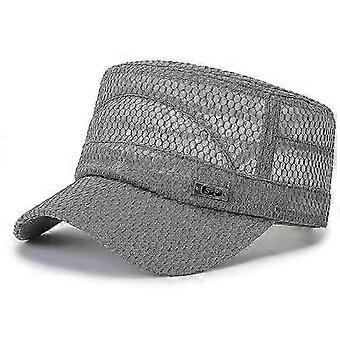 Adjustable Breathable Full Mesh Flat Hat Beach Sun Hat Outdoor Sun Hat grey KGY