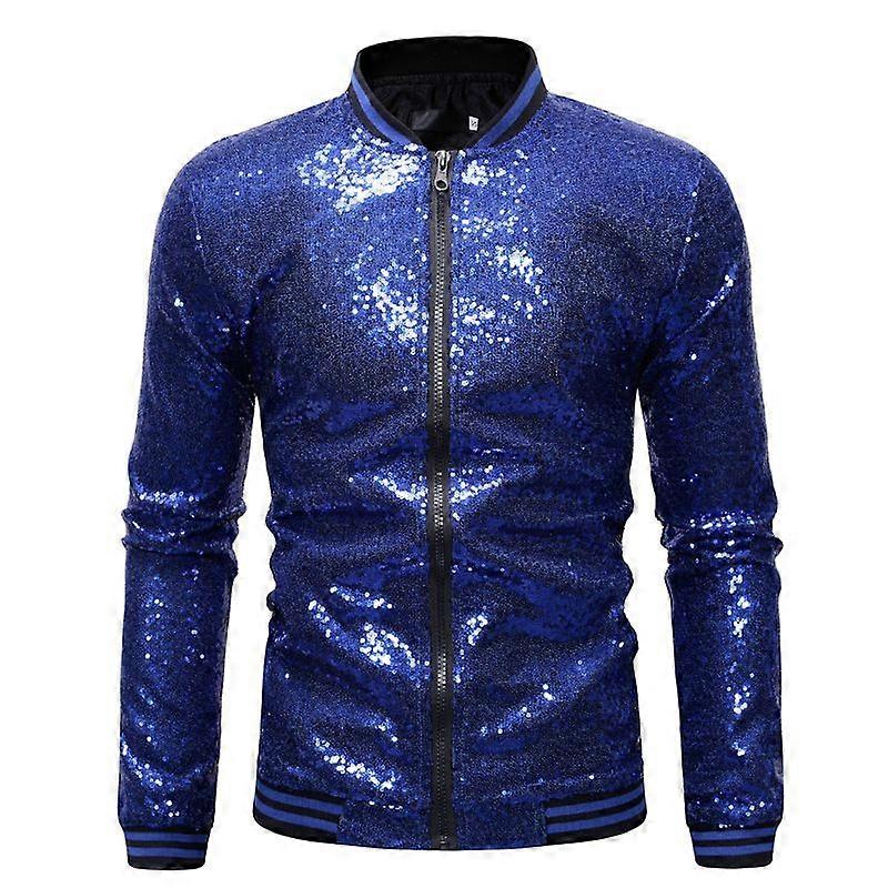 Men's Sequins Casual Party Jacket Party Bomber Zipper Coat