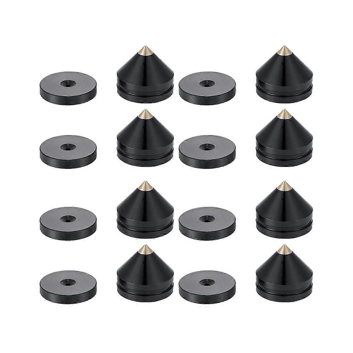 8 Set Speaker Stand Feet Foot Pad Aluminium Alloy Metal Spikes Cone Floor Foot Nail Black