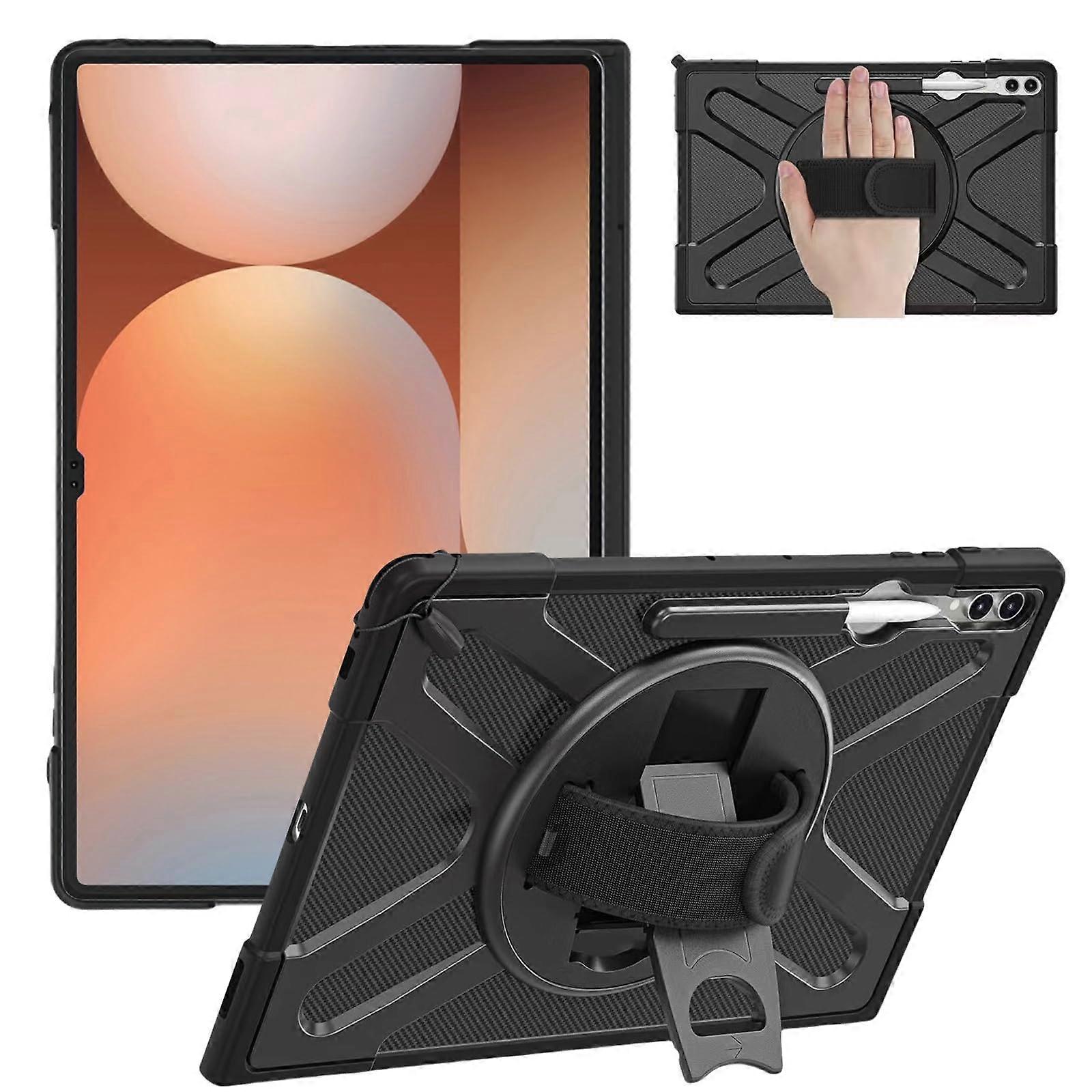 14.6 Inch Shockproof Rugged Case with Kickstand and Hand Strap for Samsung Galaxy Tab S10 Ultra 2024 / S9 Ultra 2023 / S8 Ultra 2022
