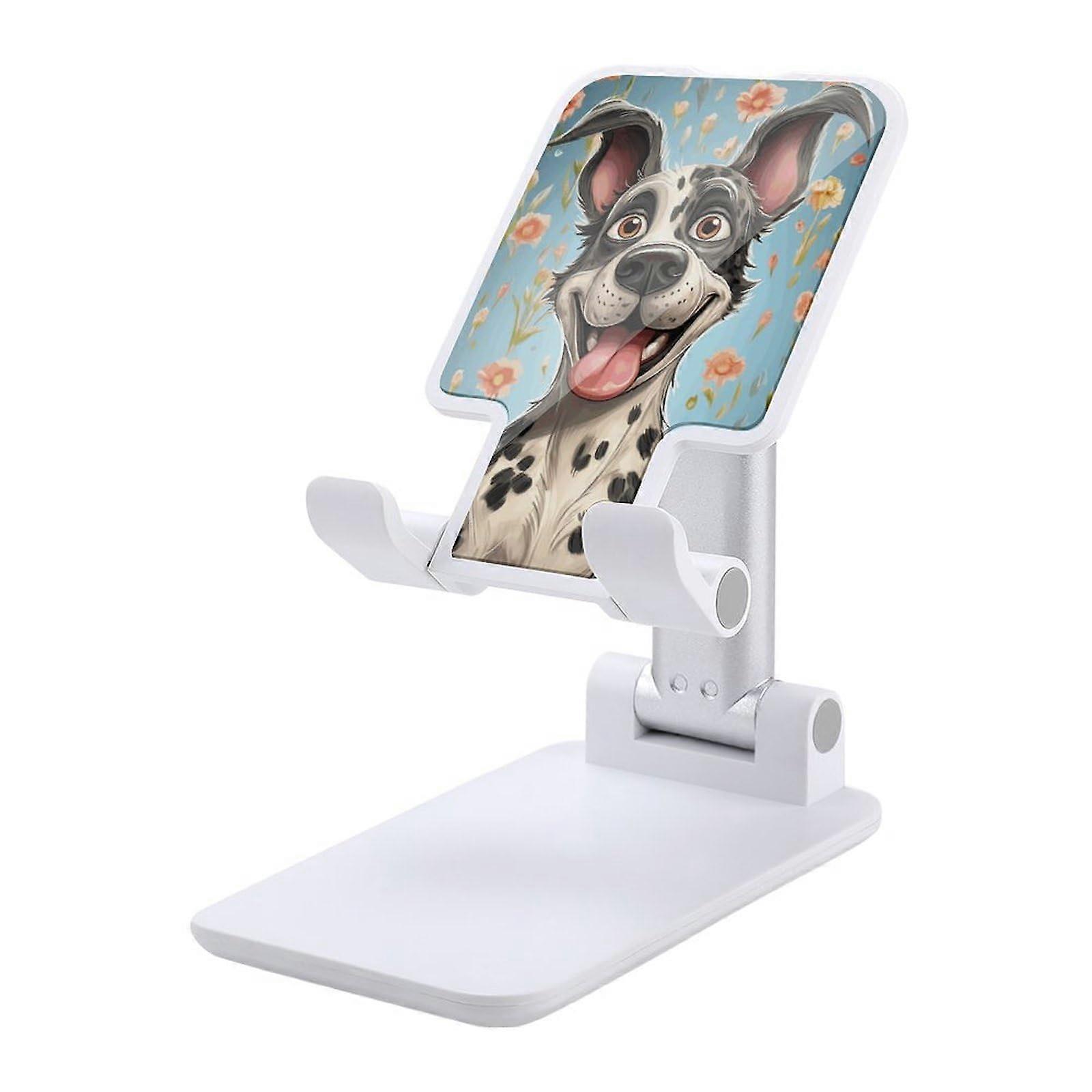Foldable Phone Stand for Desk Adjustable Portable Holder for iPad and Tablets Fun Dog Design Compatible with Cell Phones