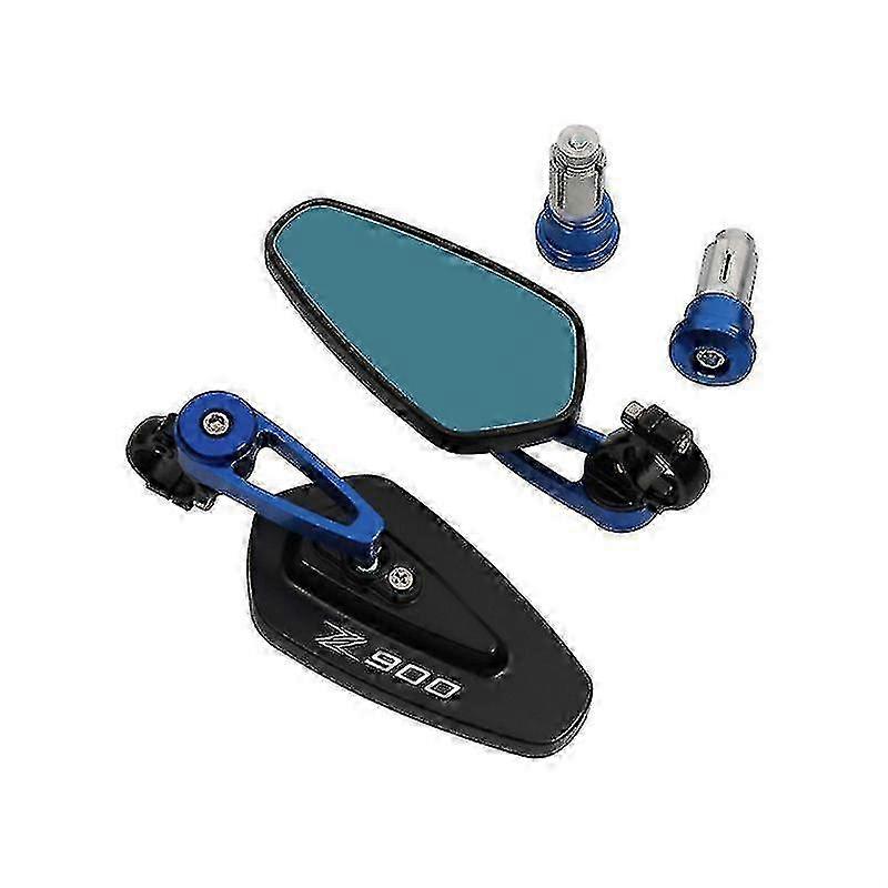 For Kawasaki Z900 Z 900 Motorcycle Rear View Black Handle Bar End Side Rearview Mirrors--Blue