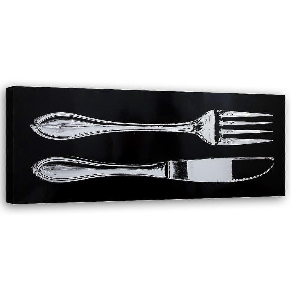 Leinwandbild, Messer und Gabel - 120x40