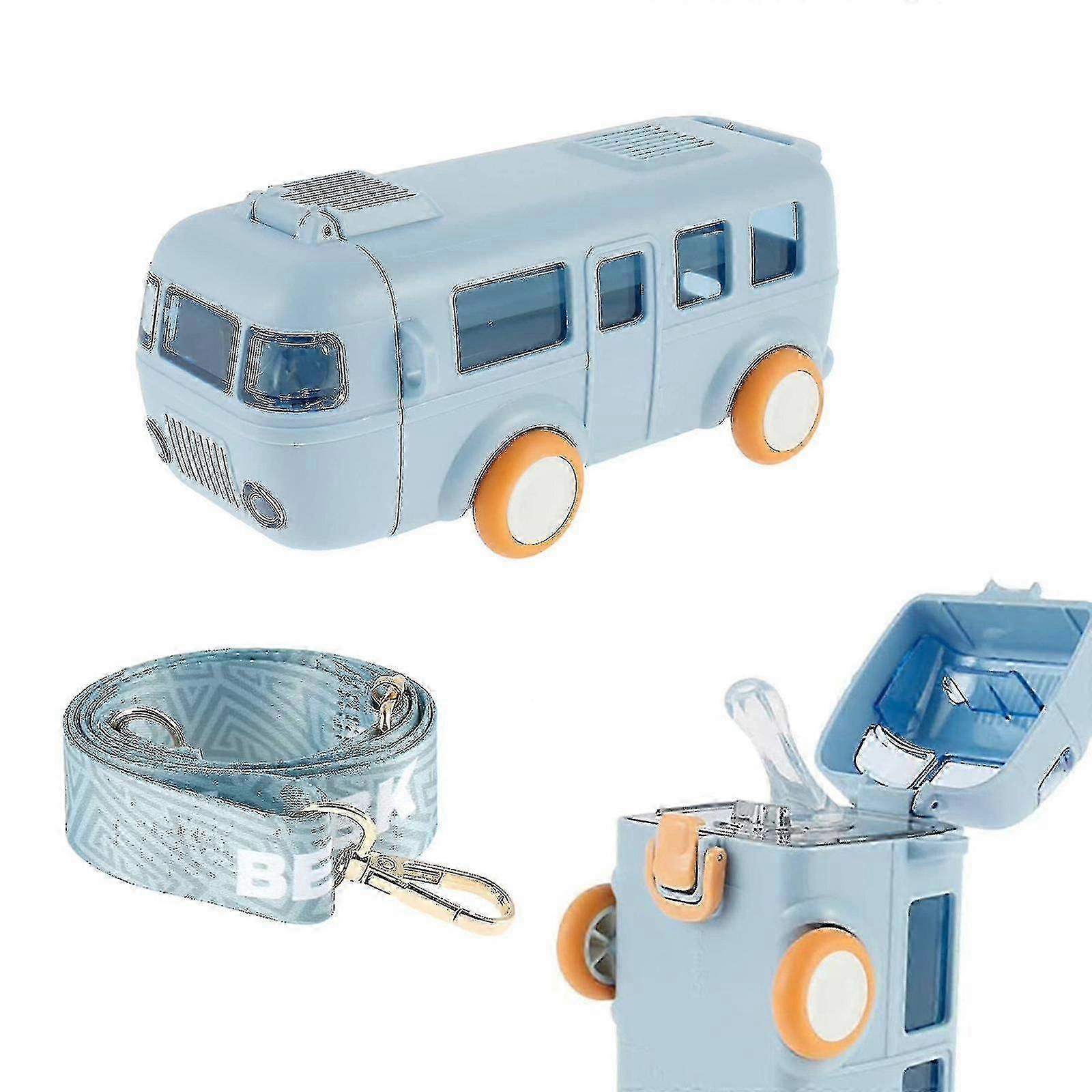 Tragbarer Wasserbecher in Busform, Auto Stroh Wasserbecher, Bus Wasserflasche Kawaii Auto Stroh Wasserbecher Zekai