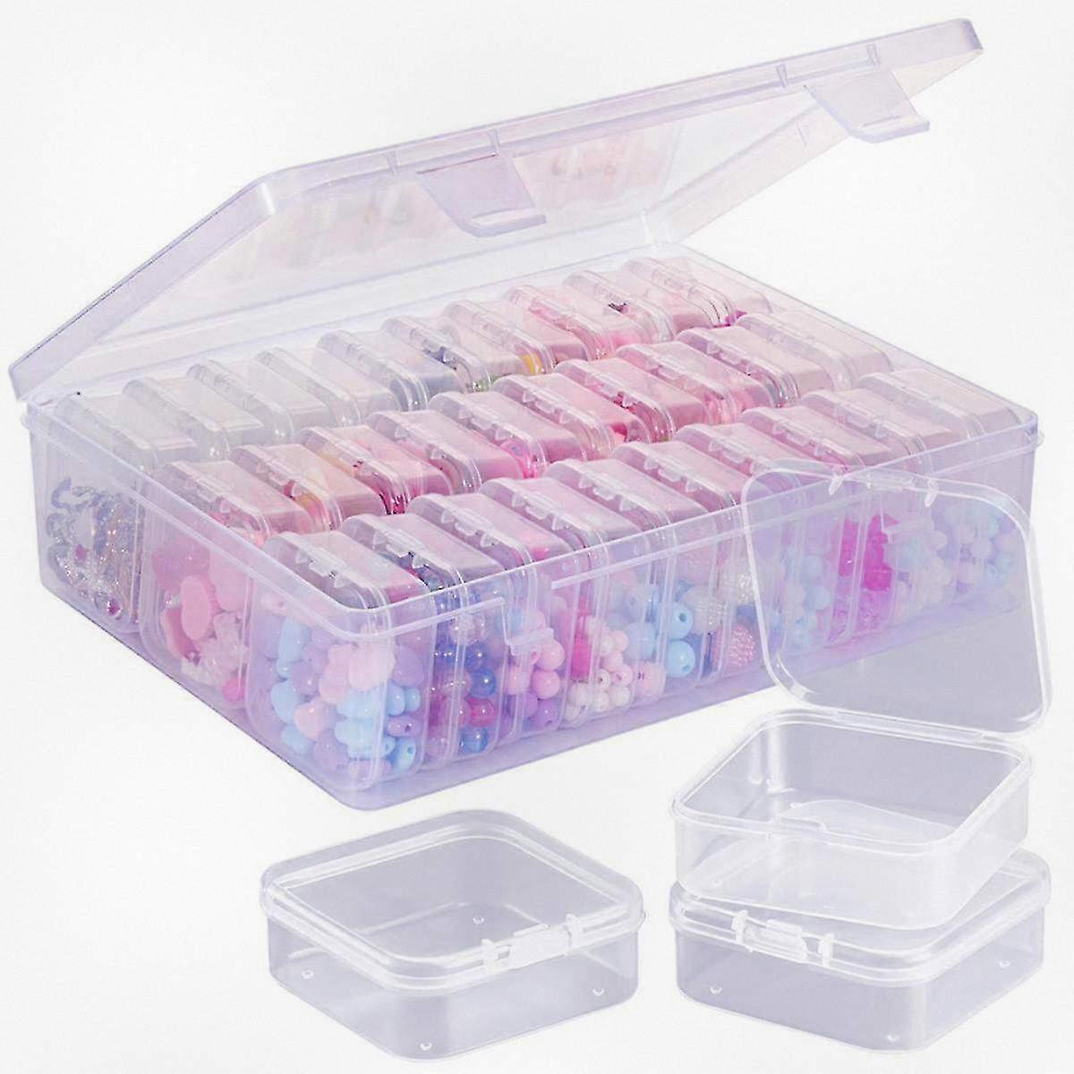 Large Transparent Bead Organizer Box with 30 Small Clear Plastic Storage Containers Suitable for Various Craft Projects