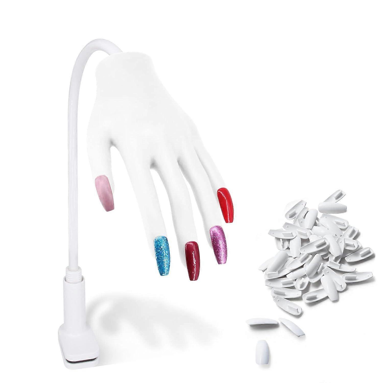 Nail Practice Hand with 50 x Replacement Nails, 100% Nails Will Not Fall Off, Professional Practice Model Nails Practice Hands