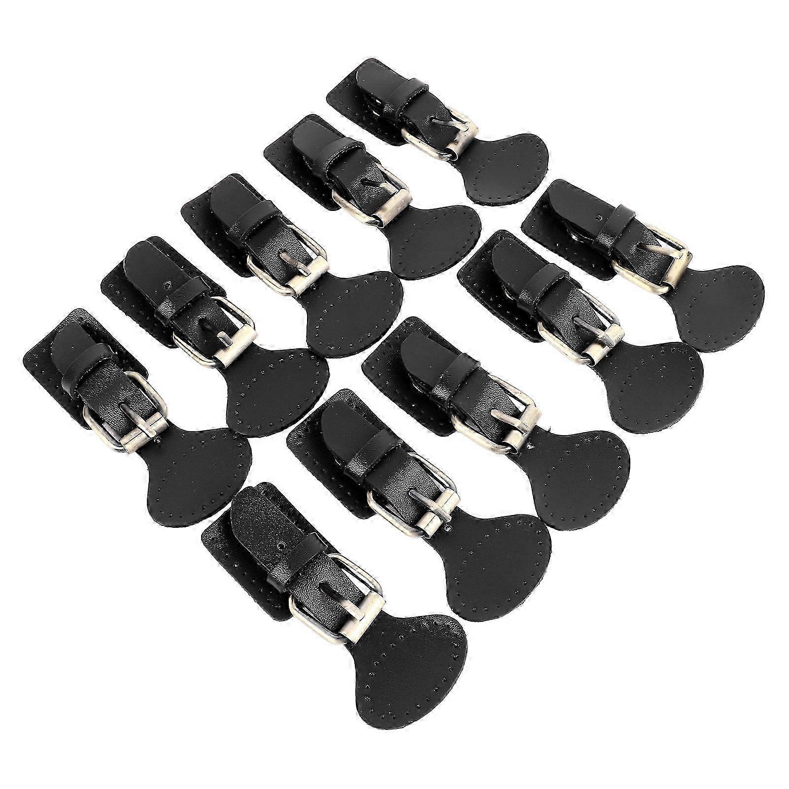 10 Sets Black Leather Sew On Toggles for Coat Jacket DIY Craft