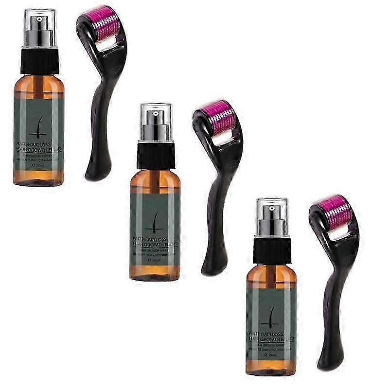 3Pcs Männer Bartwuchs Roller Set Bartwuchs Kit Herren Bartwuchs Essenz Nährender Enhancer Bartöl Spray Bartpflege 30ml