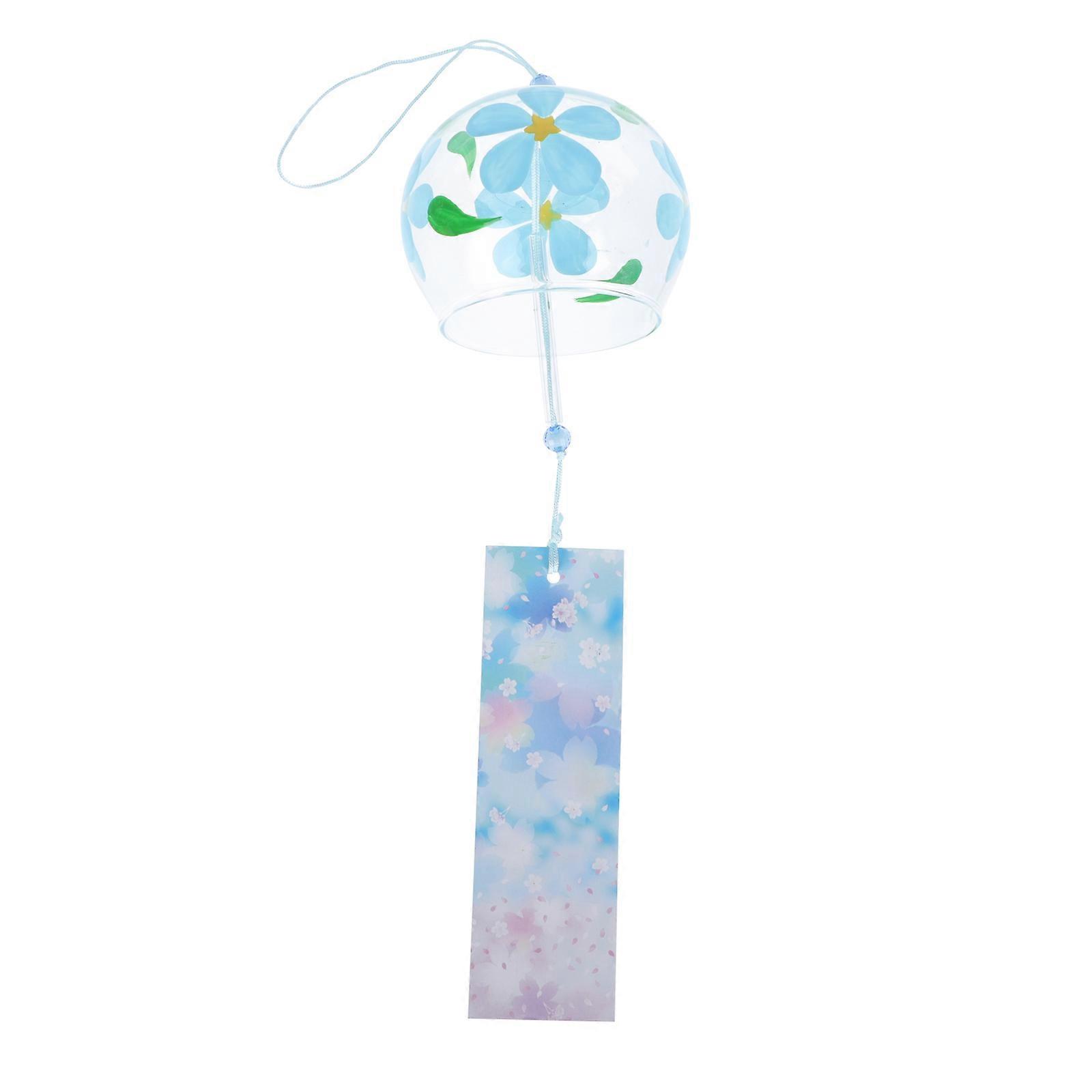 Japanese Style Glass Wind Chime Hanging Ornament Durable Decorative Pendant for Indoor Outdoor Garden with Floral Design