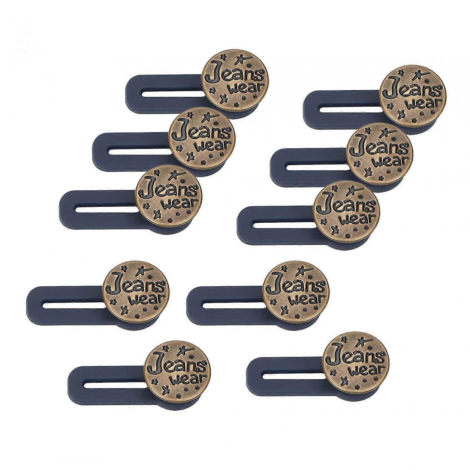Set of 10 Adjustable Jean Waist Extender Buttons, No Sew Waist Button Expander for Trousers, Pants, and Skirts