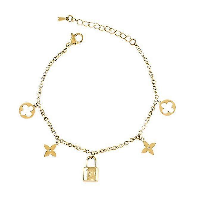 ラグジュアリーゴールド4枚葉クローバーロックブレスレット