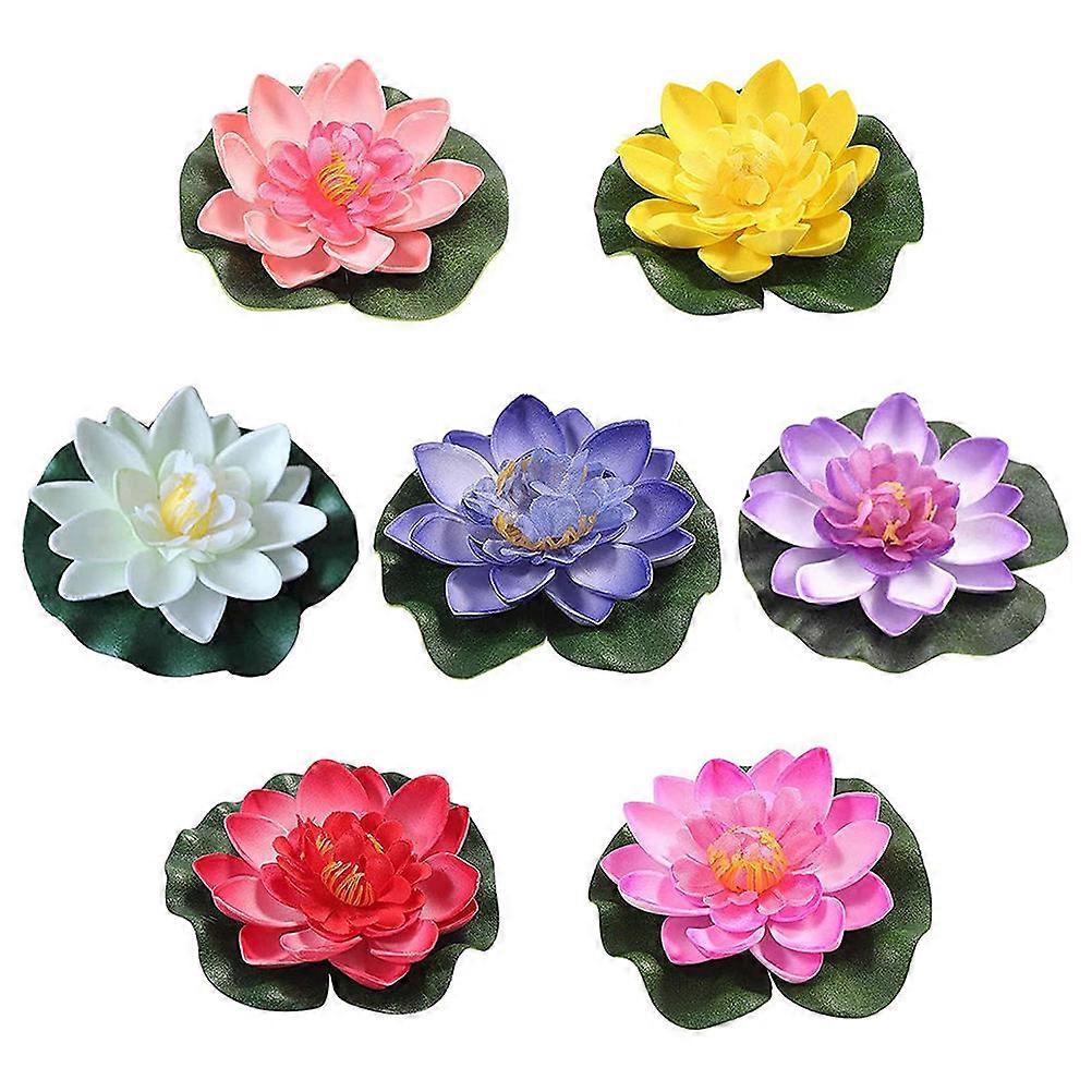 7pcs Artificial Lotus Floating Decorations for Pool Aquarium – Realistic Fake Lotus Flowers with Multi for Water Surface Decoration and Photo Props