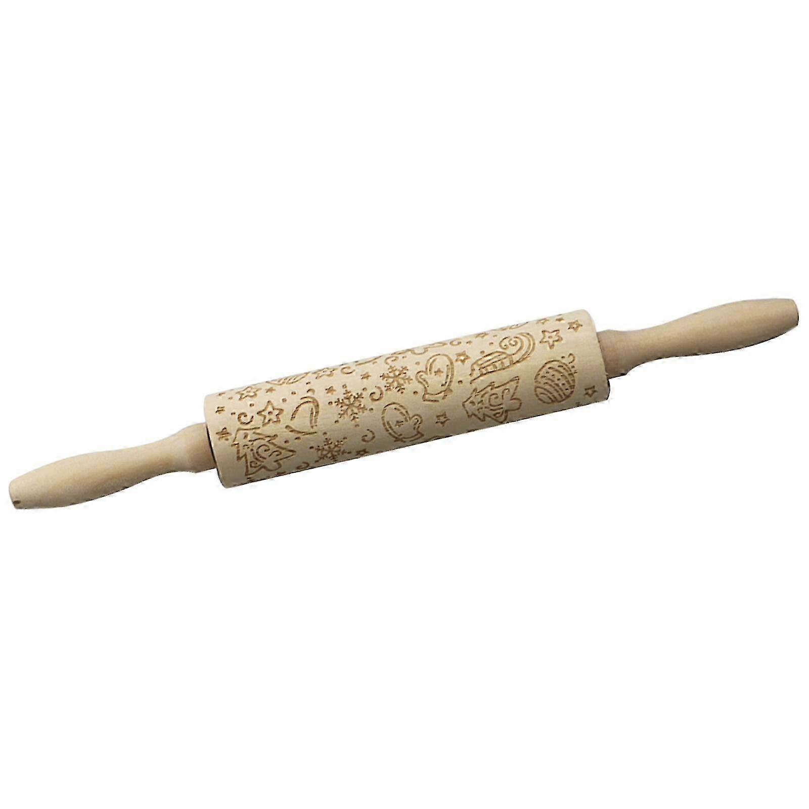 Wooden Embossed Rolling Pin with Decorative Patterns Ideal for Baking and Enhancing Waffles, Perfect Kitchen Decor Tool for Any Home Baker
