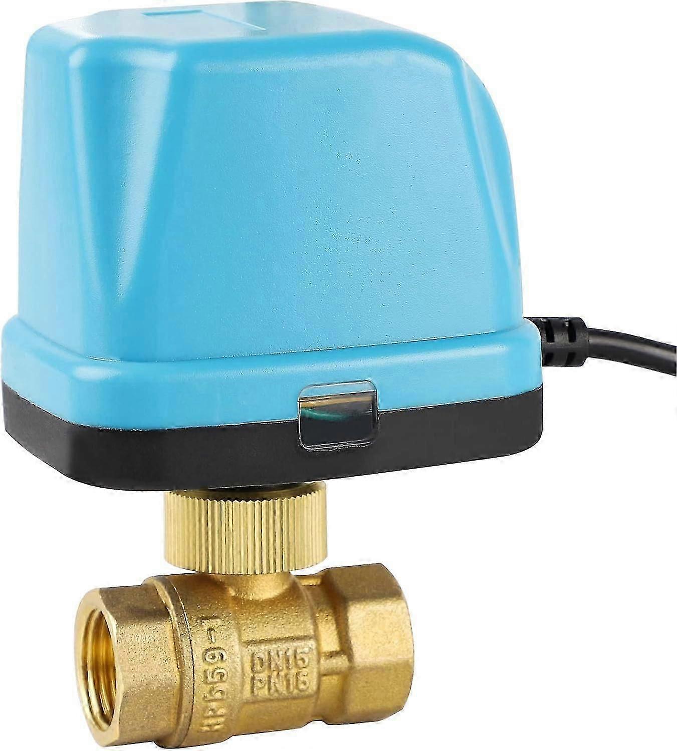2-way motorized ball valve DN15 1/2" AC 220V motorized solenoid valve, brass valve, blue