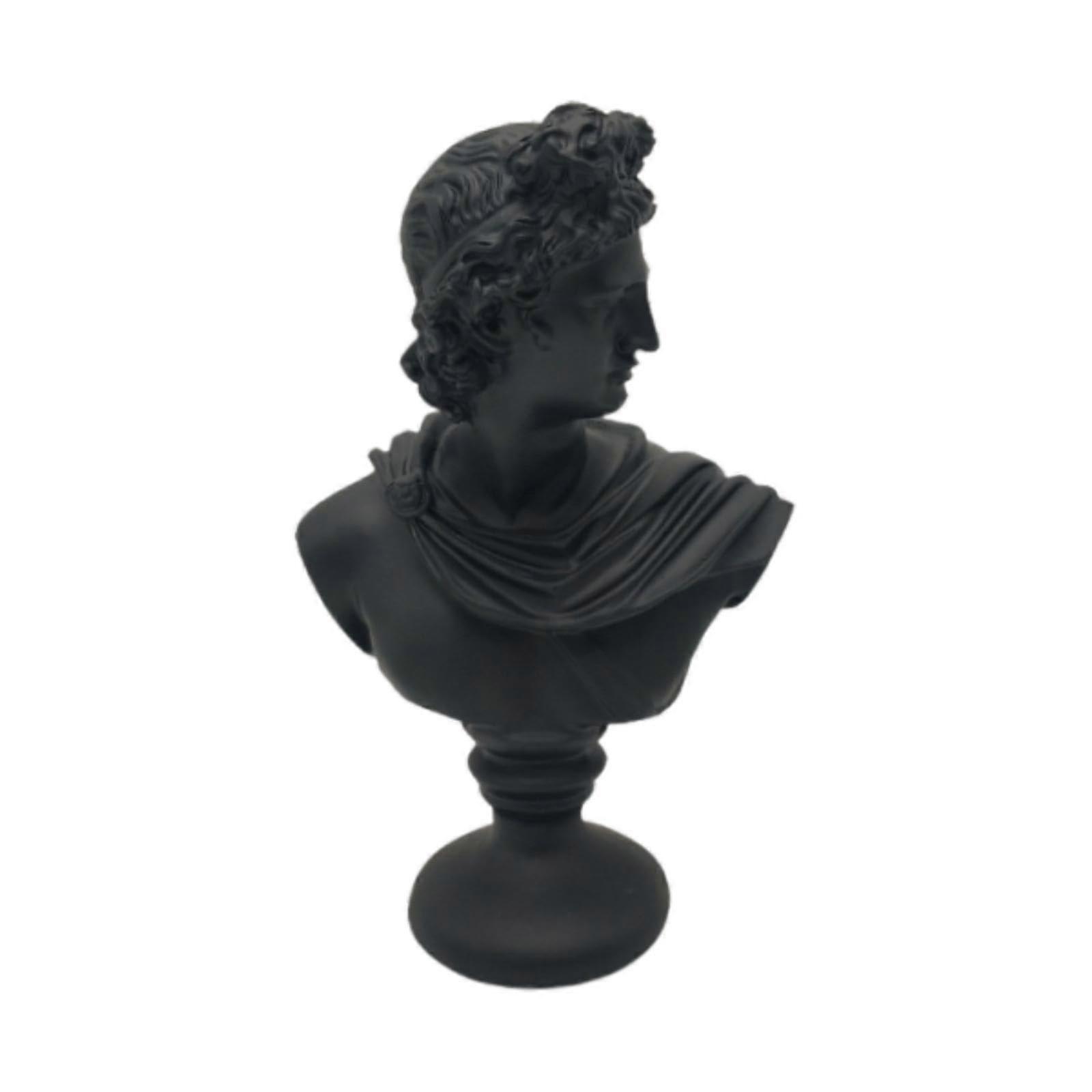 Bust of a Greek Myth as a Table Figure Made of Resin for the Office, Apollo Black