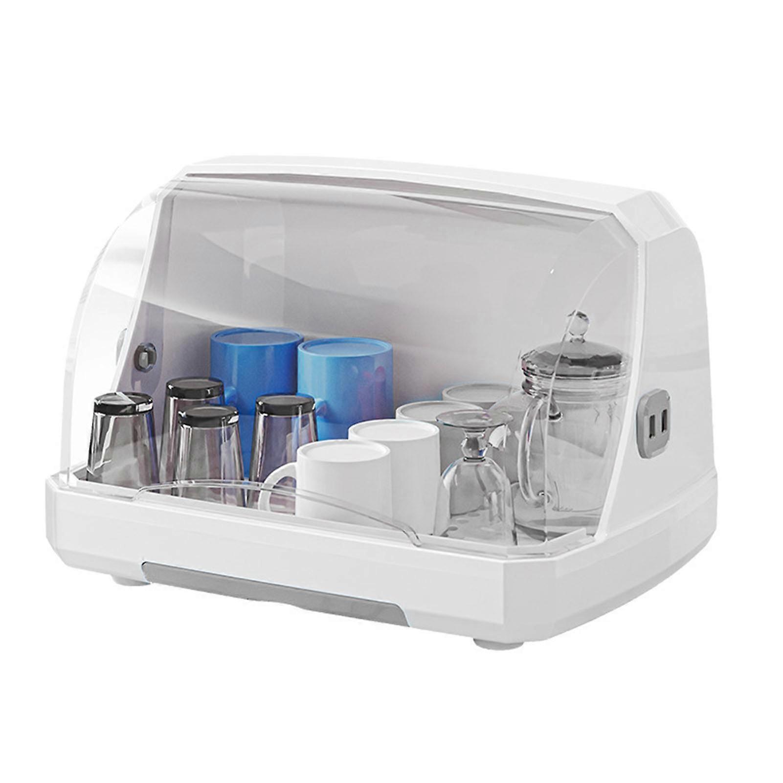 Desktop Cup Storage Rack Dustproof Countertop Multipurpope Drying Rack with Lid for Glass Tea Cup Bowl Milk Bottles Gray