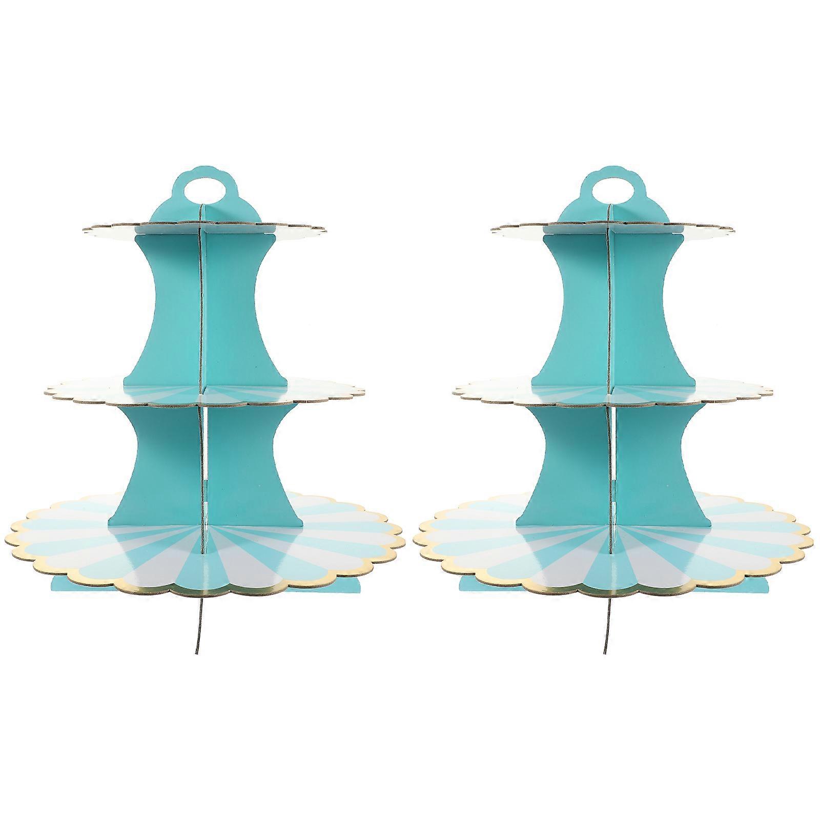 Cupcake Stand Adorable Cupcake Display Stand Multi-layer Cake Holder For Festival Party Reusable Blue 32X30cm 2Pack