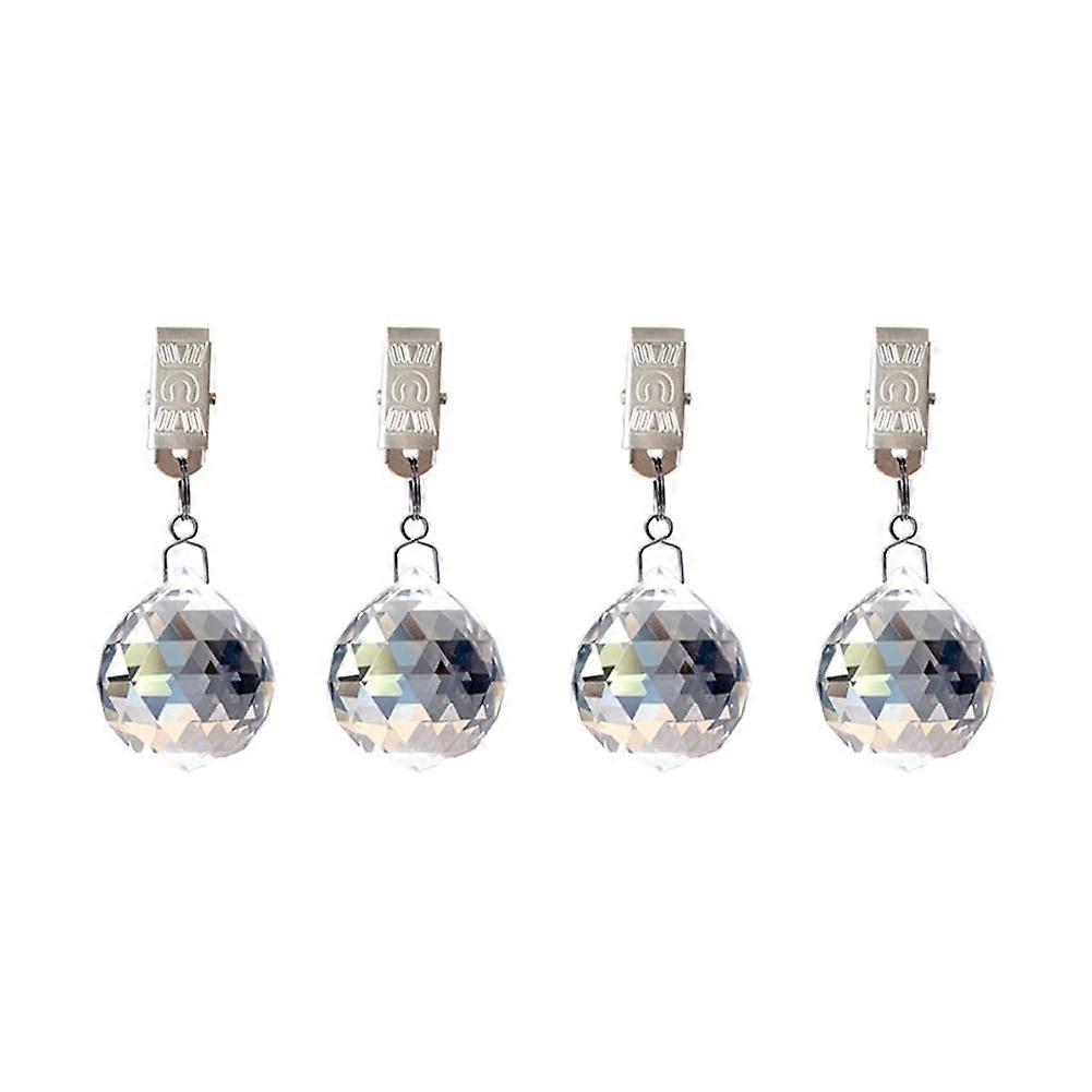 4 Pieces Tablecloth Weights Set Crystal Glass Drop Prisms with Metal Clip for Picnic Tables and Weddings