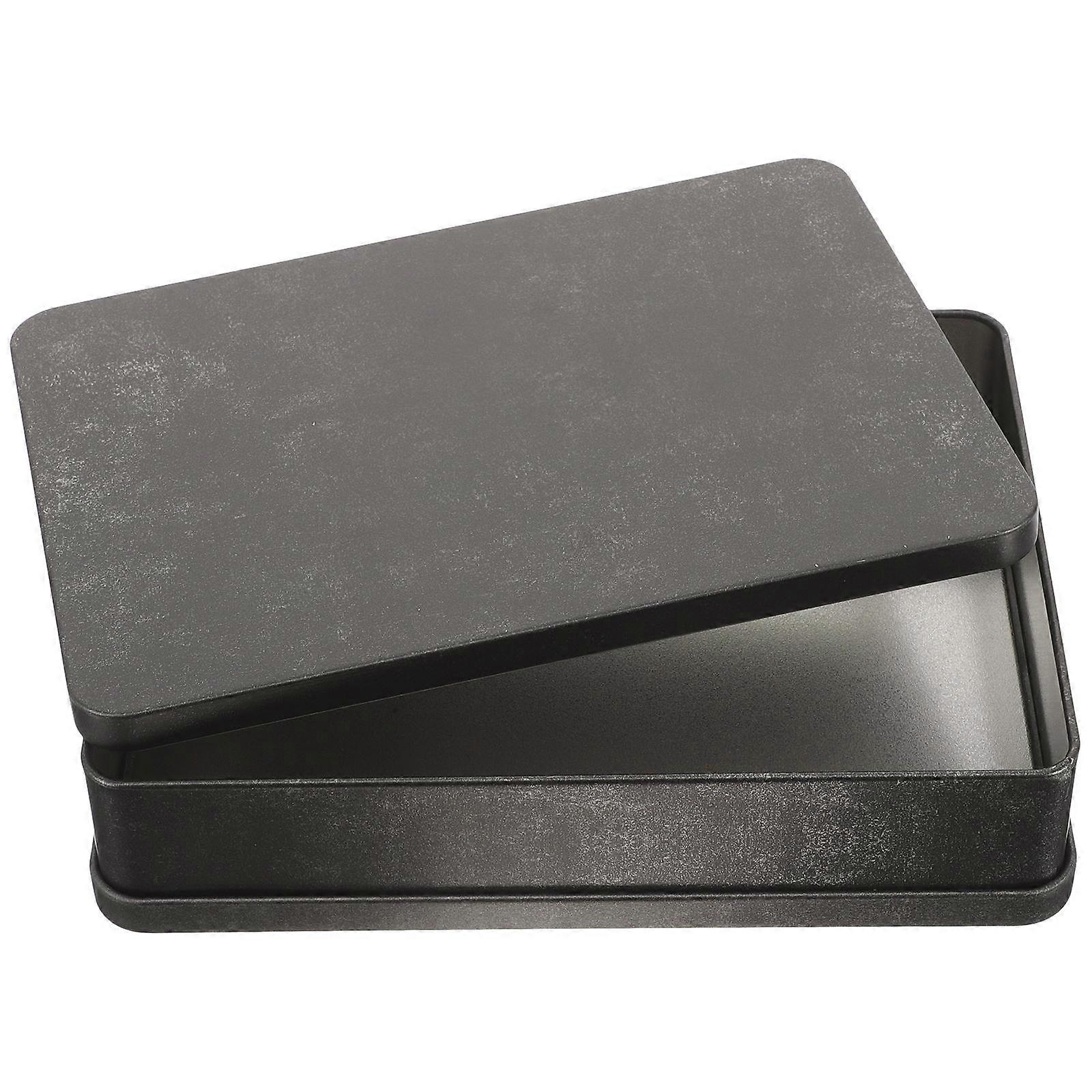 Rectangular Tins Small Tin Boxes Presentation Invitation Card Black Color 18.8x13.8cm 1Pack