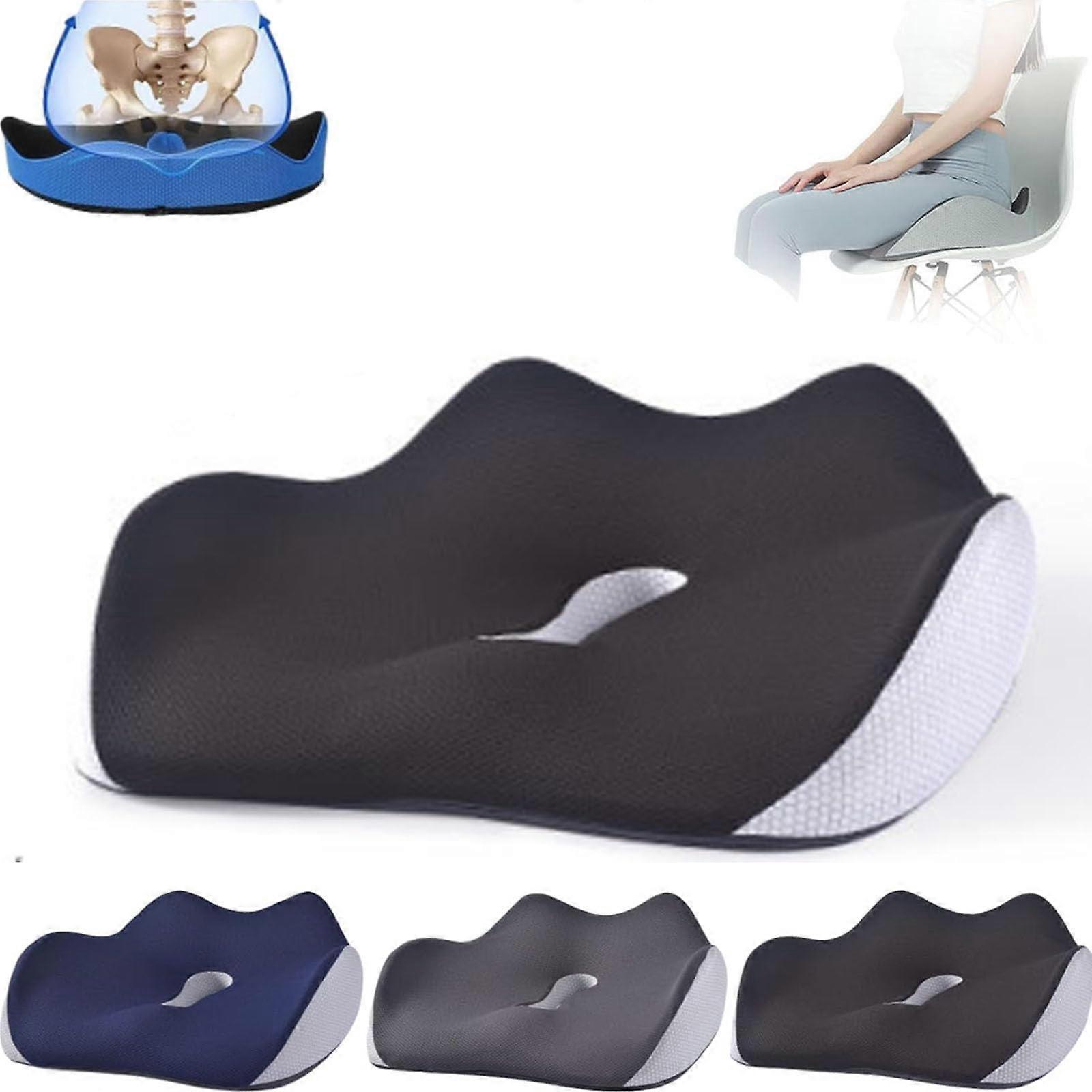 Serenesitz Orthopedic Seat Cushion - Ergonomic Memory Foam Car and Office Chair Cushion for Sciatica & Back Pain Relief (Black)