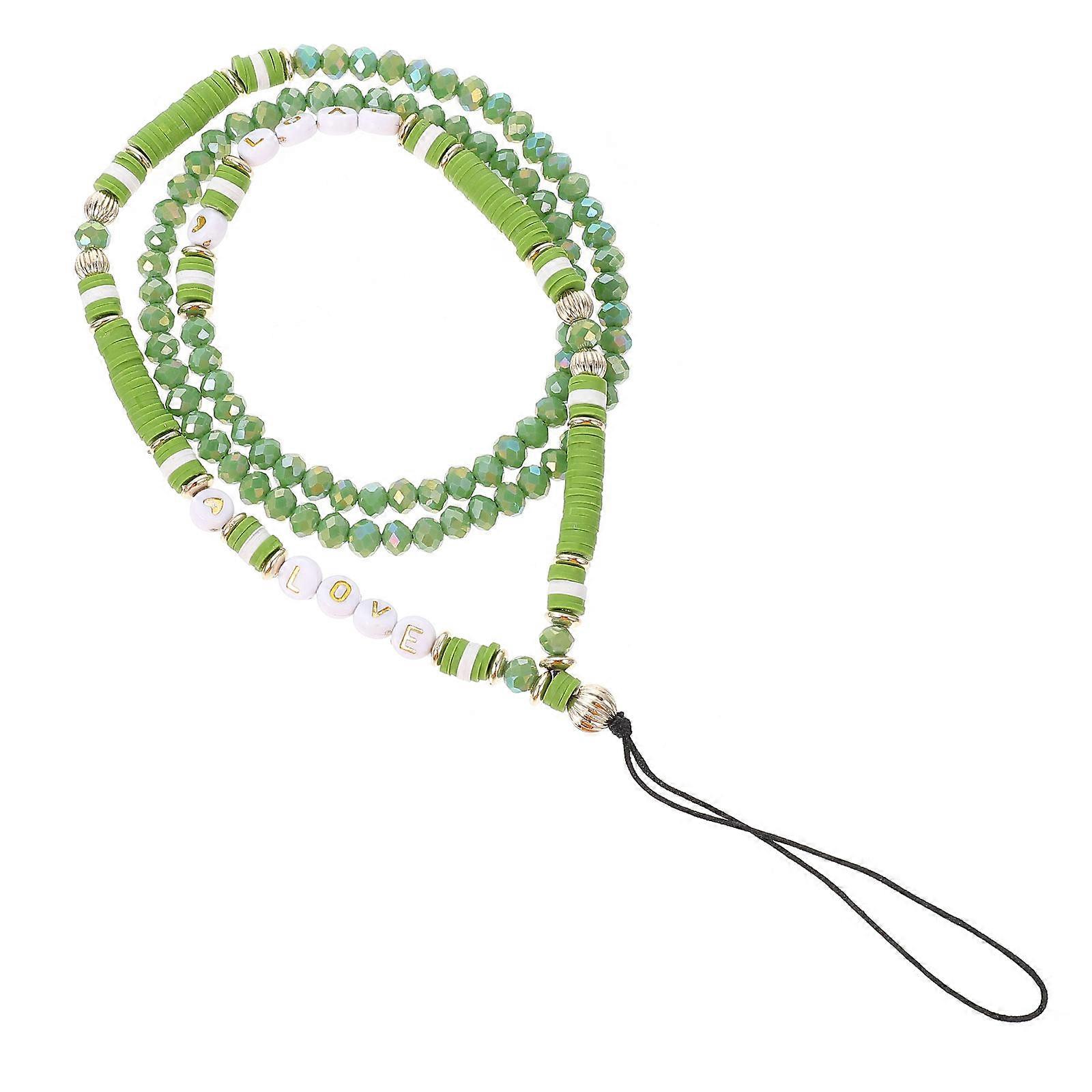 Handy Perlen Handy Anhänger Kette Struktur Dekoratives Accessoire Grün 42,5X0,5X0,5CM 1Pack