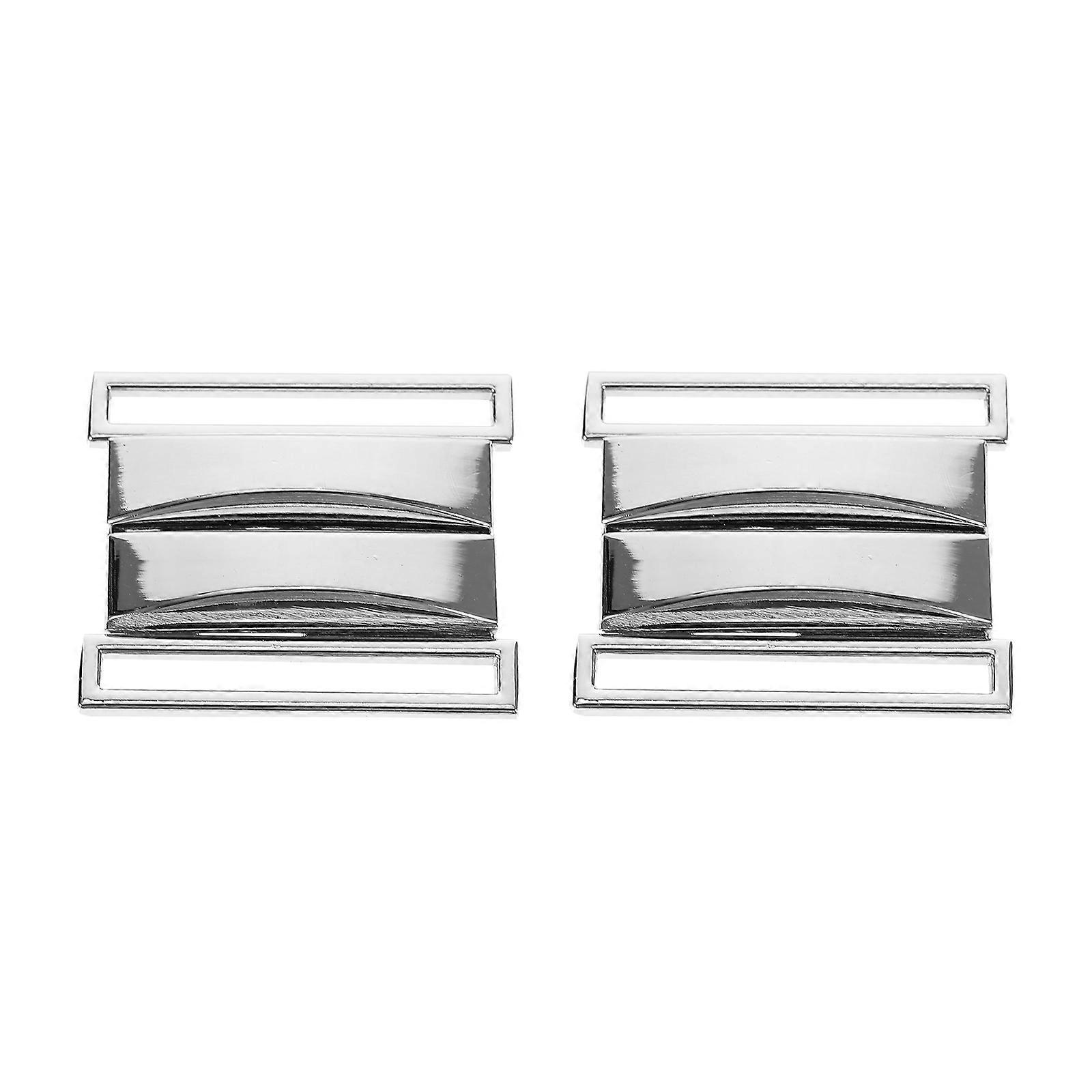 Belt Clasps Zinc Alloy Buckles For Women Daily Use Rectangular Shape Silver Color 2Pcs