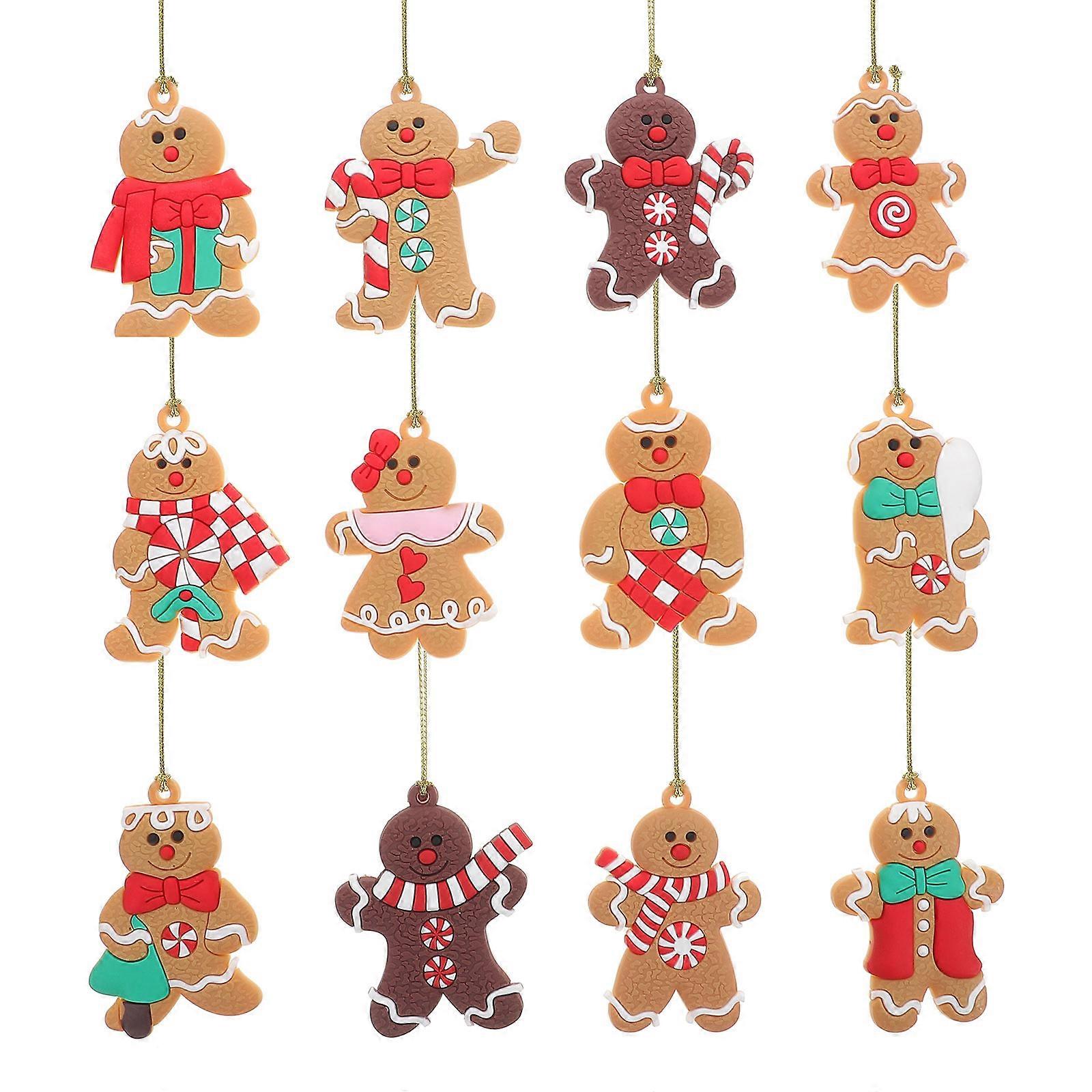 Assorted Color 8X5.5CM Gingerbread Man Hanging Ornament Waterproof 12Pcs For Christmas Tree And Front Door