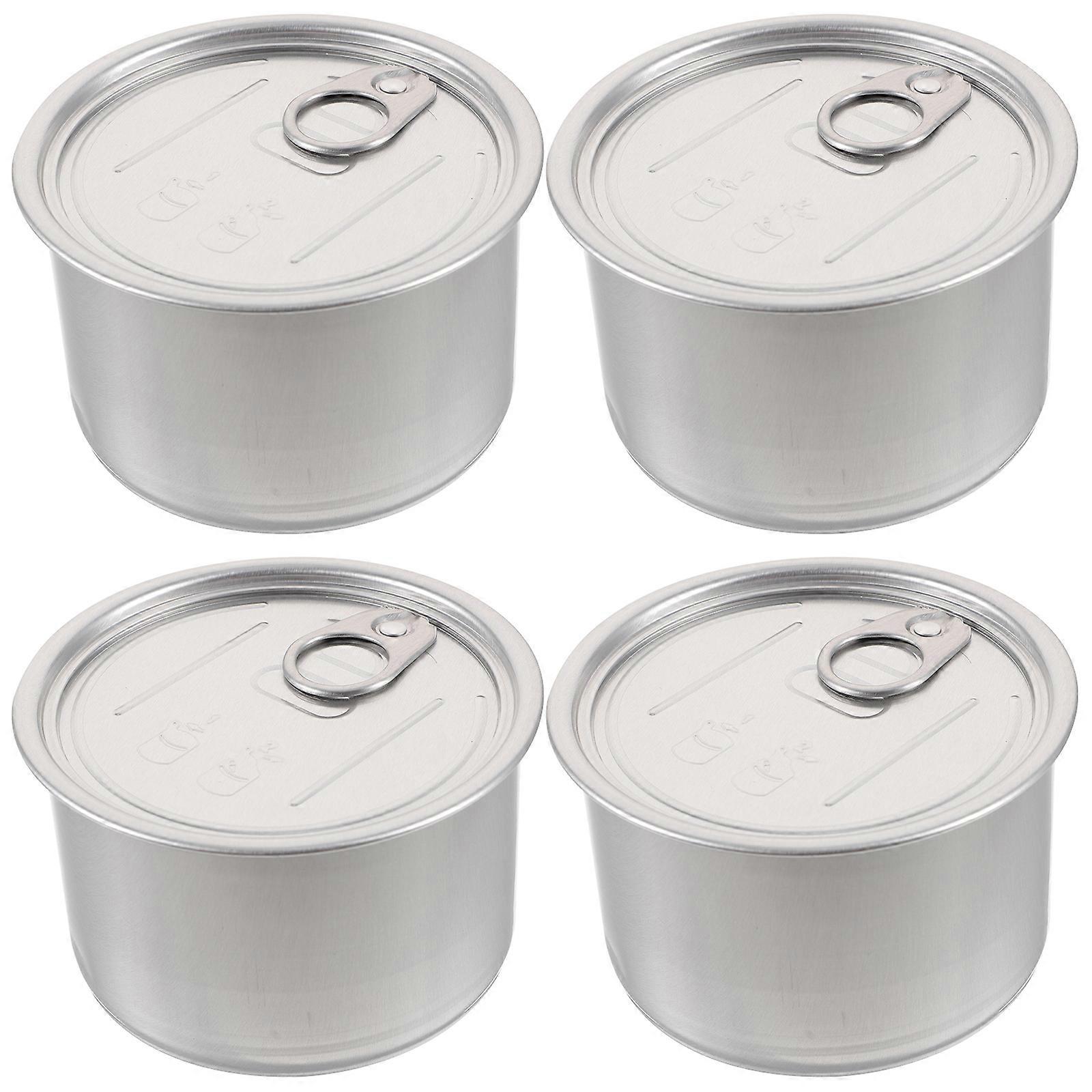 Cat Food Storage Container Aluminum Storage Can Picnic Use Silver Color Tight Seal Structure 4Pcs