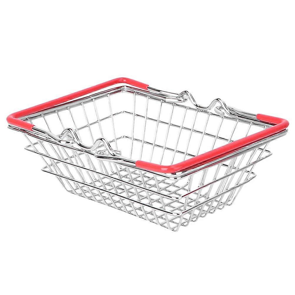 Compact Mini Wire Shopping Basket with Handles – Metal Storage Basket for Home, Office, Organization & Photography Props